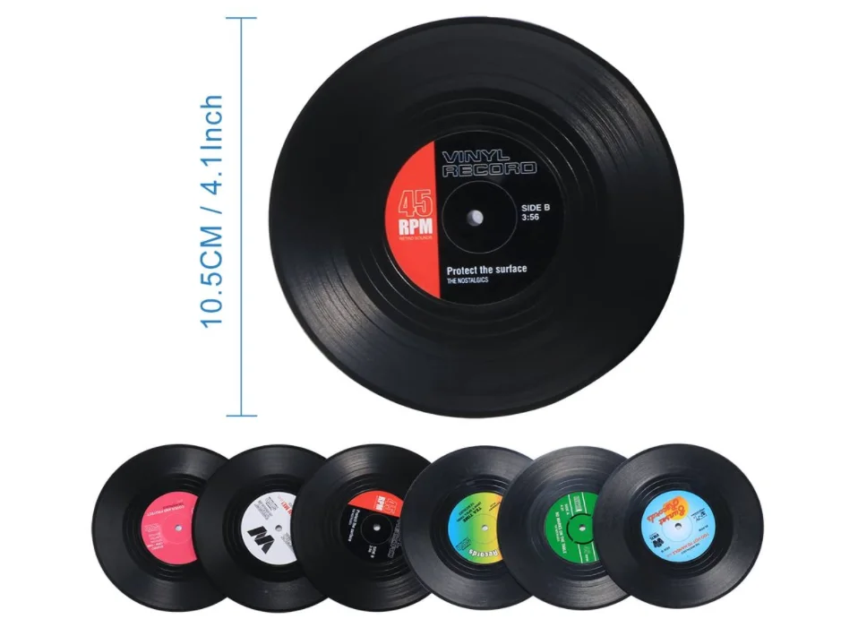 Customized Giveaway Gift Cd Record Coaster Heat Insulation Non-slip Abs Plastic Vinyl Record Coaster For Office Bar Hotel