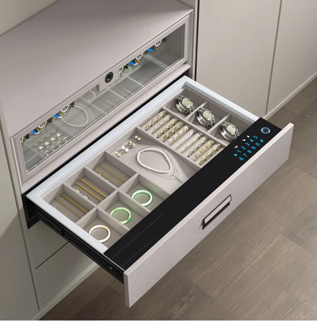 Wholesale Smart  Concealed  Drawer Box Safe Cashier Built In Fingerprint password deposit safe box drawer wardrobe fittings