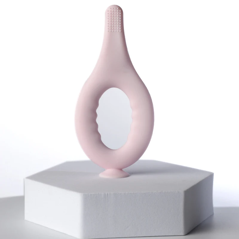 BPA Free LFGB Food Grade Safe Silicone Baby Toothbrush Suction Cup Design Anti-choking Baby Silicone Teething Stick