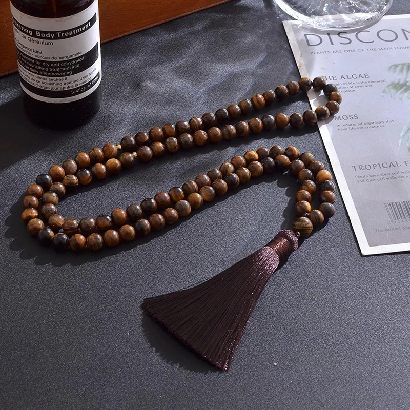 Tiger Eye Amazon Stone Islamic Muslim Tasbih 99 Beads Bracelet Men and Women Rosary Jewelry