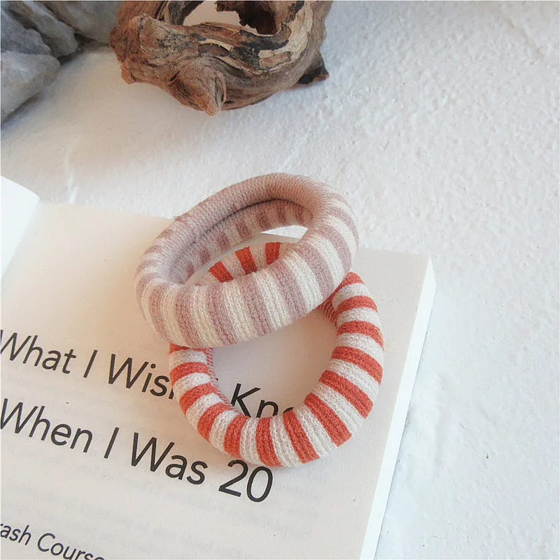 Sport Girls  Rubber Hairbands Vintage High-elastic Hair Ropes No-hurt Stripe Hair Ties Retro Hair Ties For women
