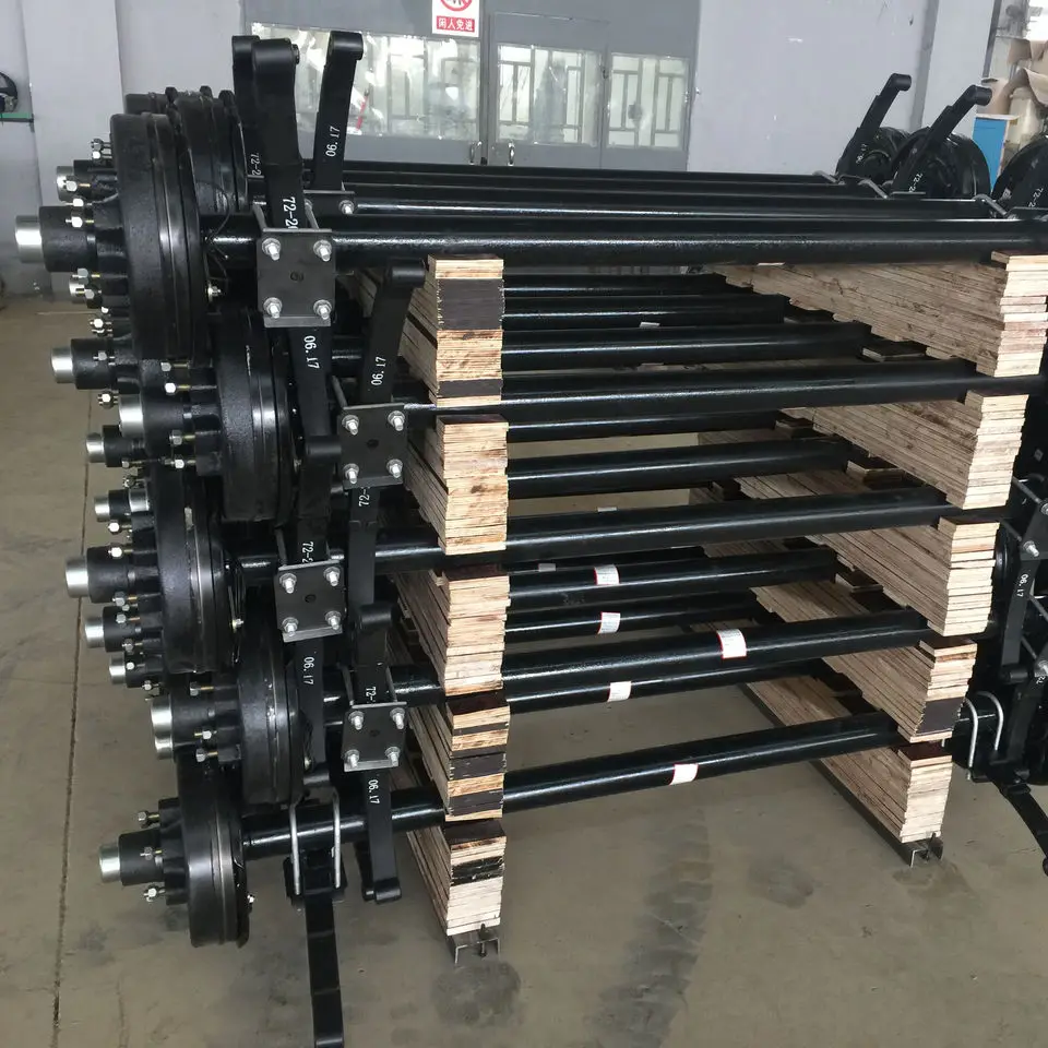 5.2 K 6 K Utility Trailer Electric Brake Axle Round Tube Axle With Hub Drum Assembly