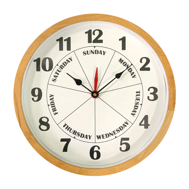12In Modern Wooden Wall Clock With Week Display Orologio Orologio a muro Reloj de pared