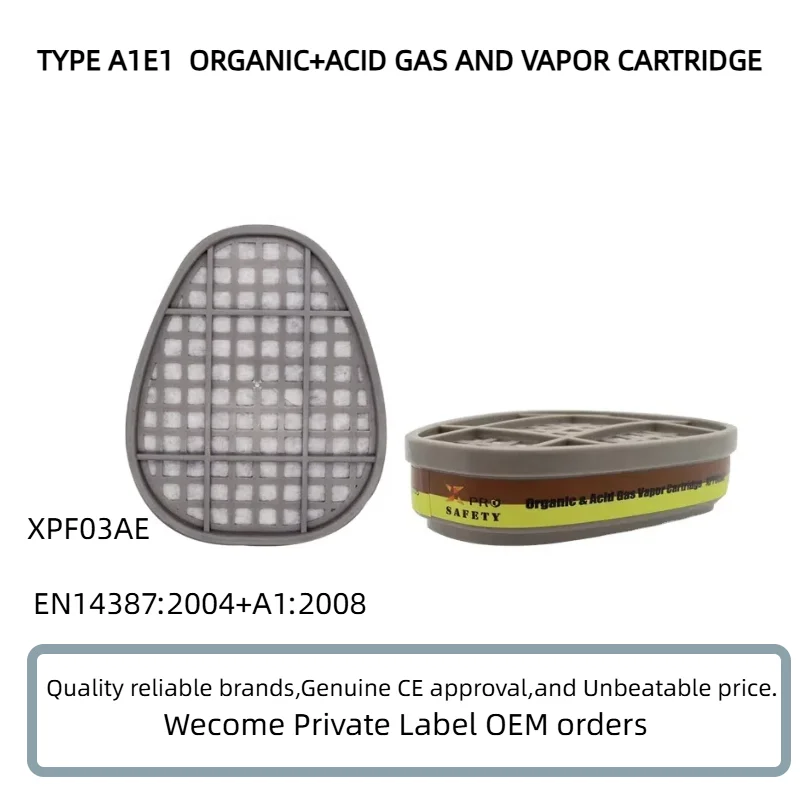 XPRO Gas Mask Manufacturer Supply Chemical A1E1 Organic Acid Gas Vapor Respirator Double Cartridge For Gas Mask Respirators