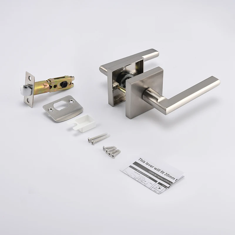 Interior Privacy Door Handle with Lock, Door Lever For Bathroom and Bedroom,  Keyless Push Button Lock Door Lever