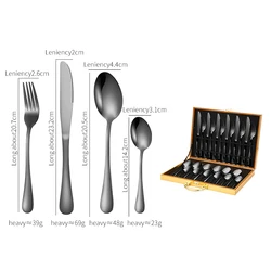 New Selling 24pcs Cutlery Set Gold Stainless Steel Knife And Fork Spoon with Wooden case