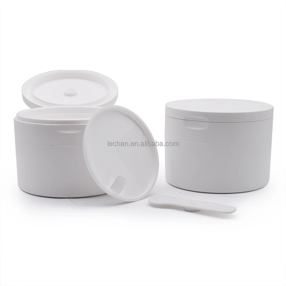 Empty Double Wall Cosmetic Jar 100ml 150g White Plastic Pot with Lid for Creams and Lotions