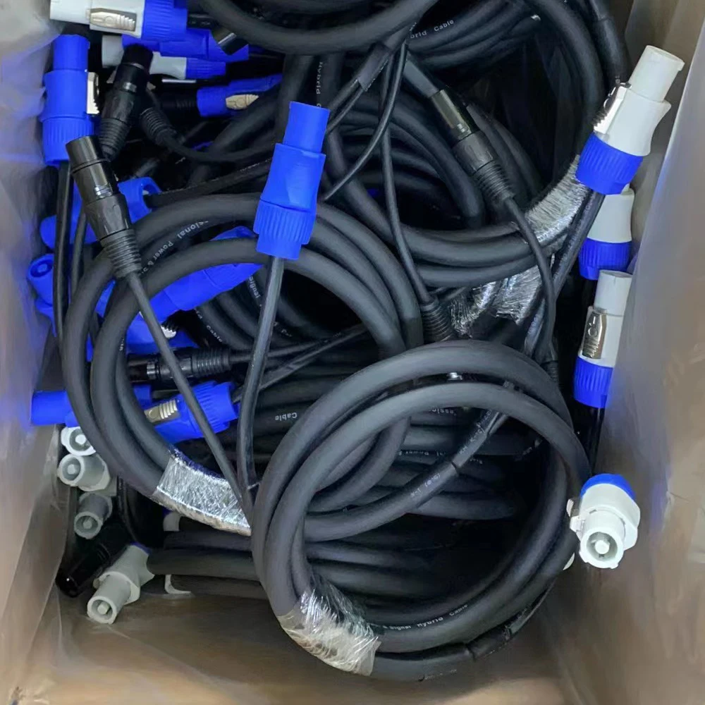 Custom 6FT Powercon Plus 14 AWG Audio 3 Pin Dmx Combi Combo Hybrid Cable for Powered Speakers