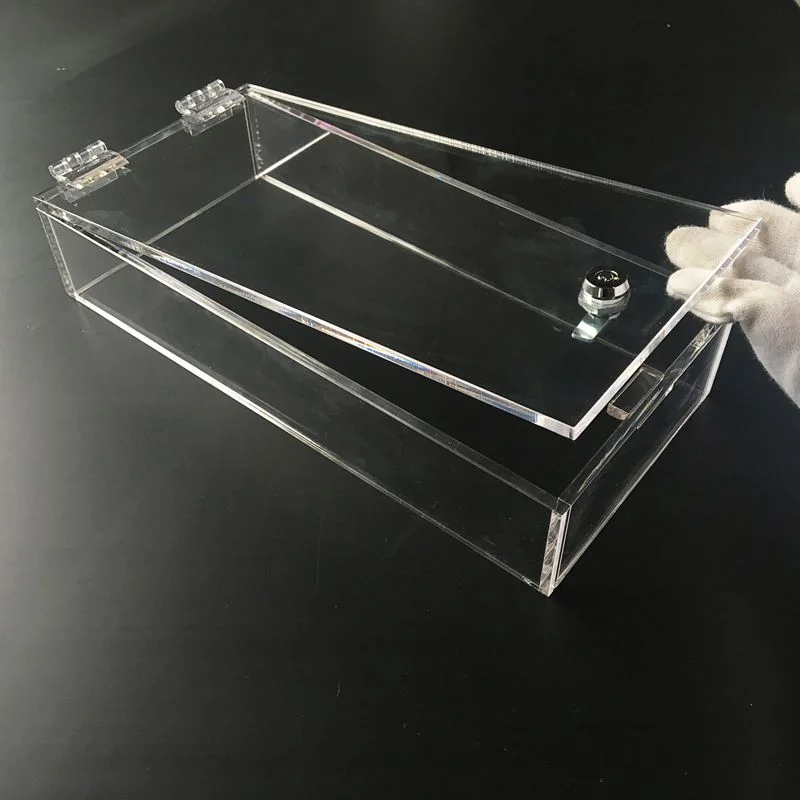 Chinese factory Custom made clear hinged case acrylic storage box with lid for cosmetic jewelry packing
