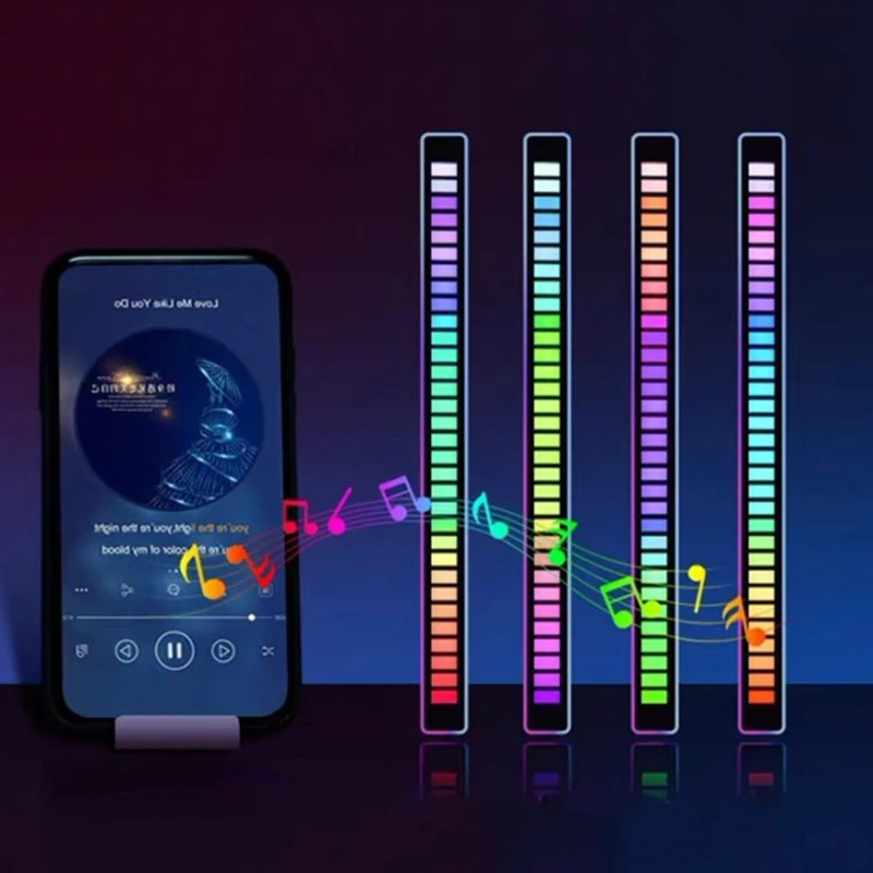 Sound Reactive LED Light Bar 32 Bit RGB Sound Control Music Rhythm Dynamic Strip light Voice Sensitive Music Pick  Up Lamp