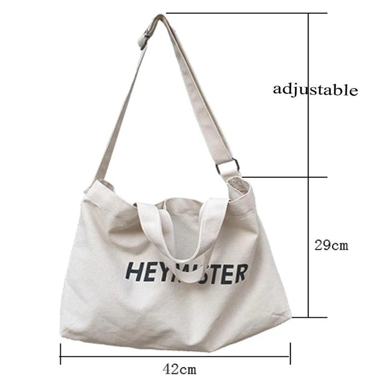 Wholesale Eco Friendly Custom Large Crossbody Cotton Canvas Tote Bag with Single Shoulder