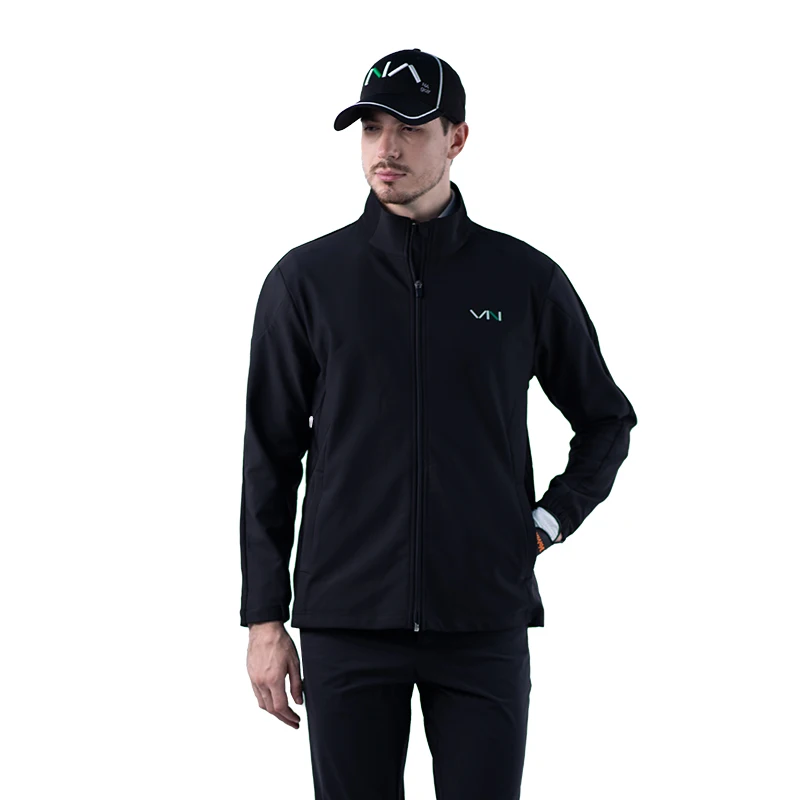 2021 Wholesale golf waterproof jacket fancy jackets for men in black custom logo golf coat