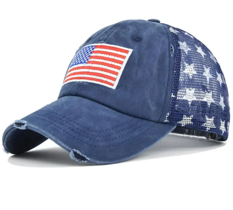 2023082082 US Flag Mesh Star Baseball Hat