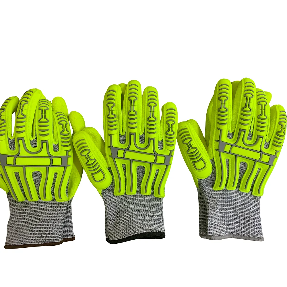 13-gauge HPPE and glass nitrile sandy coated anti impact gloves Get ANSI/ISEA test report