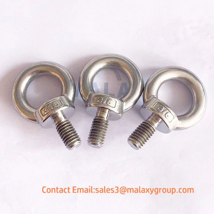 MALAXY Wholesale  3/8 1/4 m2 m6 m14 m20 m24 eye bolt din580 strong 4mm  Stainless Steel Plain Eye Bolt Shoulder Lifting Eye Bolt