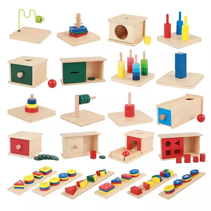 TOP Kids Learning Wooden Montessori Educational Teaching Aids Learning Materials Set Metal Insets Montessori Toys