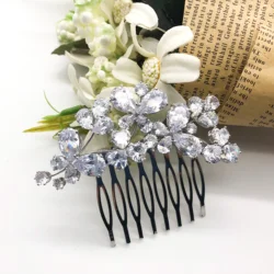 Оптовая цена Свадебный Цветочный головной убор с Цирконом Свадебные ювелирные изделия женская свадебная расческа для волос