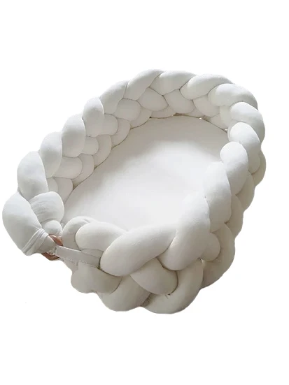 Snoozzz 1 pcs white braided baby nest bed 4 stand