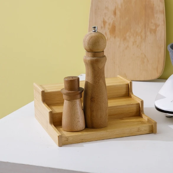 Cheapest  3-Tier Expandable Bamboo bottle Rack Step Shelf Organizer spice rack for kitchen