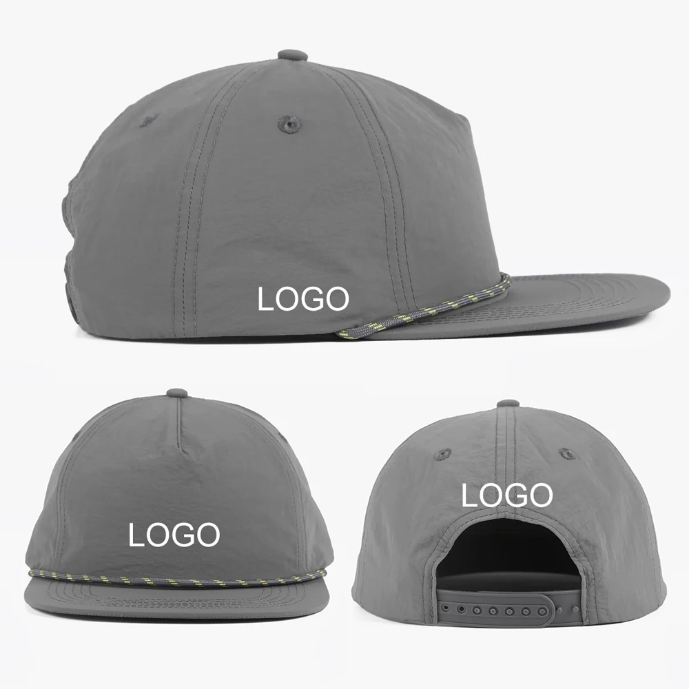 Luxury OEM ODM flat square bill Custom logo embroidery Sports baseball cap blank 5 panel snapback richardson 256 rope hat