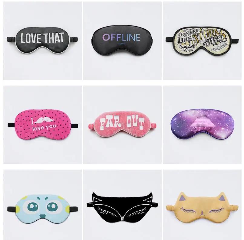 Wholesale Adjustable custom texts on satin material sleep eye mask Travel Sleep Eye Mask