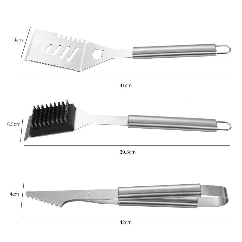 China Manufactured Outdoor Kitchen Garden Barbecue Grilling Accessory Set Stainless Steel BBQ Tool Set for Camping