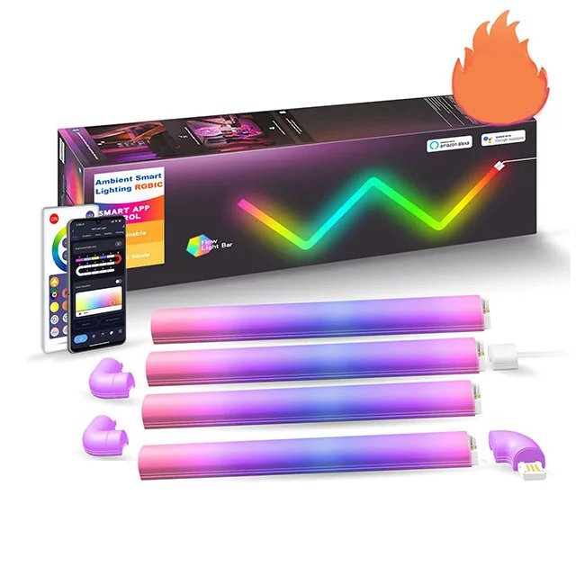 DIY smart wifi wall lamp 13W RGBIC colorful remote compatible Alexa and Google APP voice control tuya splicing atmosphere lamp