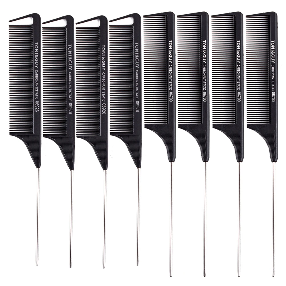 Wholesale TONI&GUY Stainless Steel Cutting Comb Professional Antistatic Parting Long Pin Tail Comb with Logo for Hair Braids