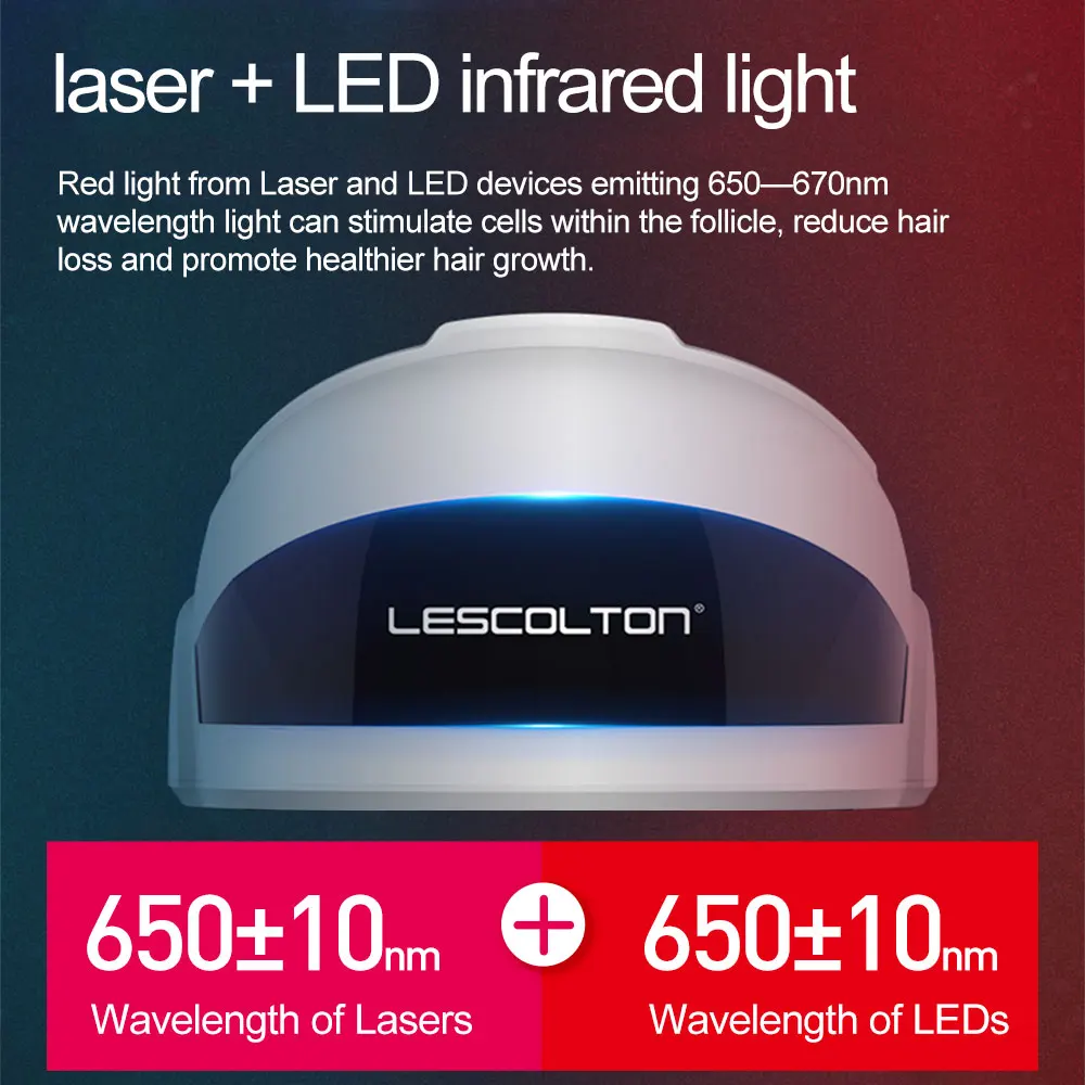 Lescolton Professional Hair Regrowth 56 Diodes Hair Loss Infrared Lllt Laser Hair Growth Helmet