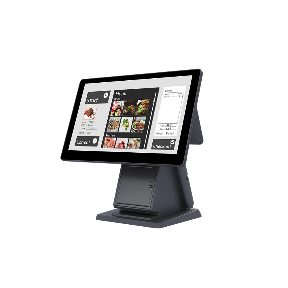 Desktop Windows Cash Register 15.6 Inch Touch Screen POS Terminal With 80mm Thermal Printer For Restaurant Restaurant T606