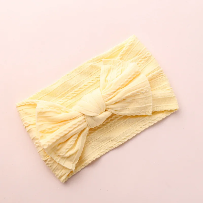 Newborn Baby Cable Knit Nylon Headbands Infant Knitted Bows Headband Ribbed Bow Nylon Headband Kid Girls Photo Props
