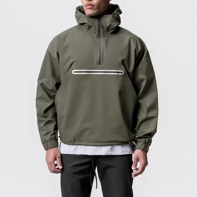 Custom Waterproof Green Hoodie Outdoor Workwear Mens Nylon Jacket Blank Sportswear Sweatshirts Hoodies For Men