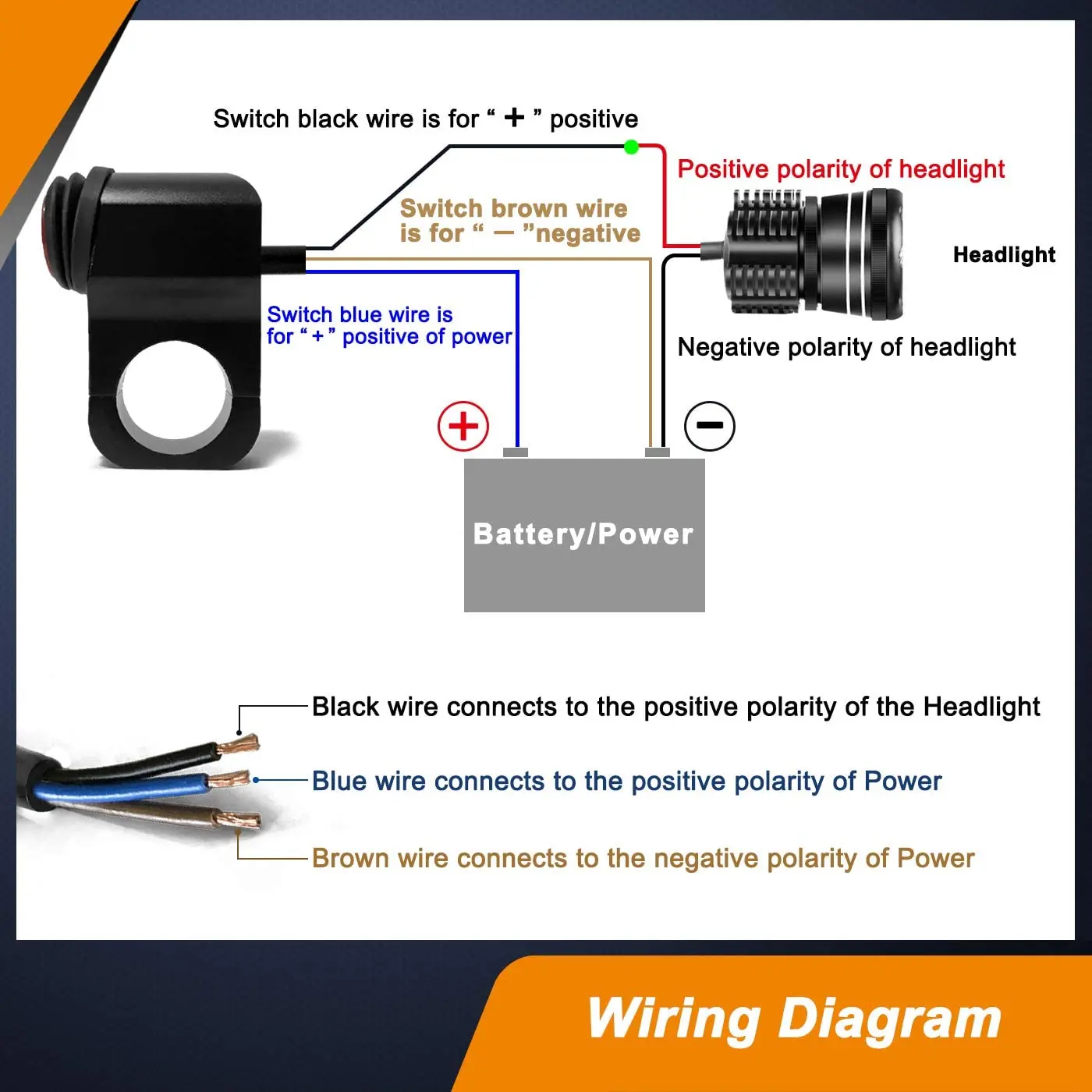 12V мотоциклов ATV водонепроницаемый руль переключатель фар мотоцикла руль переключатель фар противотуманные пятно света LED вкл/выкл переключатель