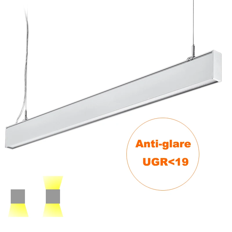 Office Use  UGR<19 LED Linear Light Aluminum and PMMA PC Lamp Body IP20 IP44 CE and ROHS Certified