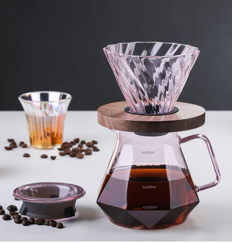 Кофеварка V чайник для кофе набор кофеварки ручной работы самый популярный термостойкий стеклянный нормальный в форме алмаза