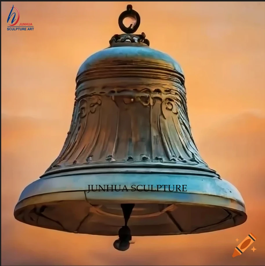 Outdoor decorative metal hanging large antique bronze church bell for sale brass church bell sculpture