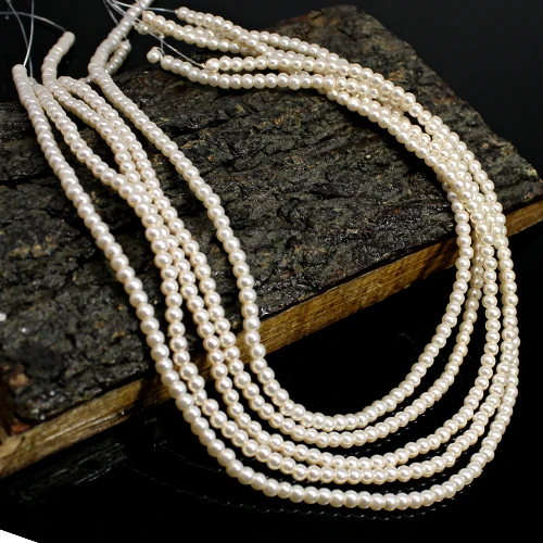 Creme Color Pearl 4mm Round Cabochon 46.95 Cts 16 Inch Beads Strand