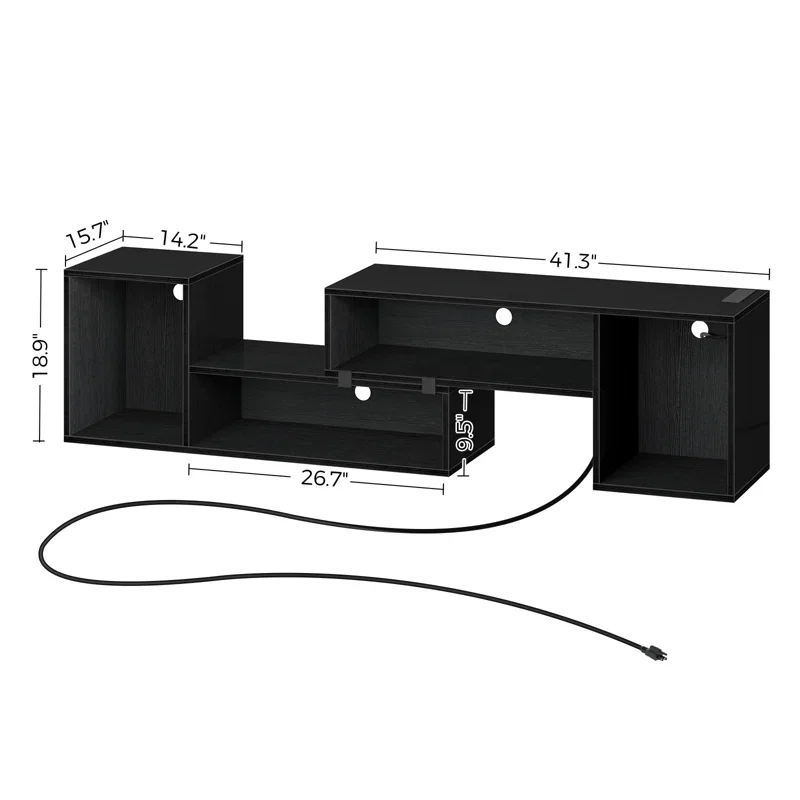Customized multifunction black TV cabinet with large storage space