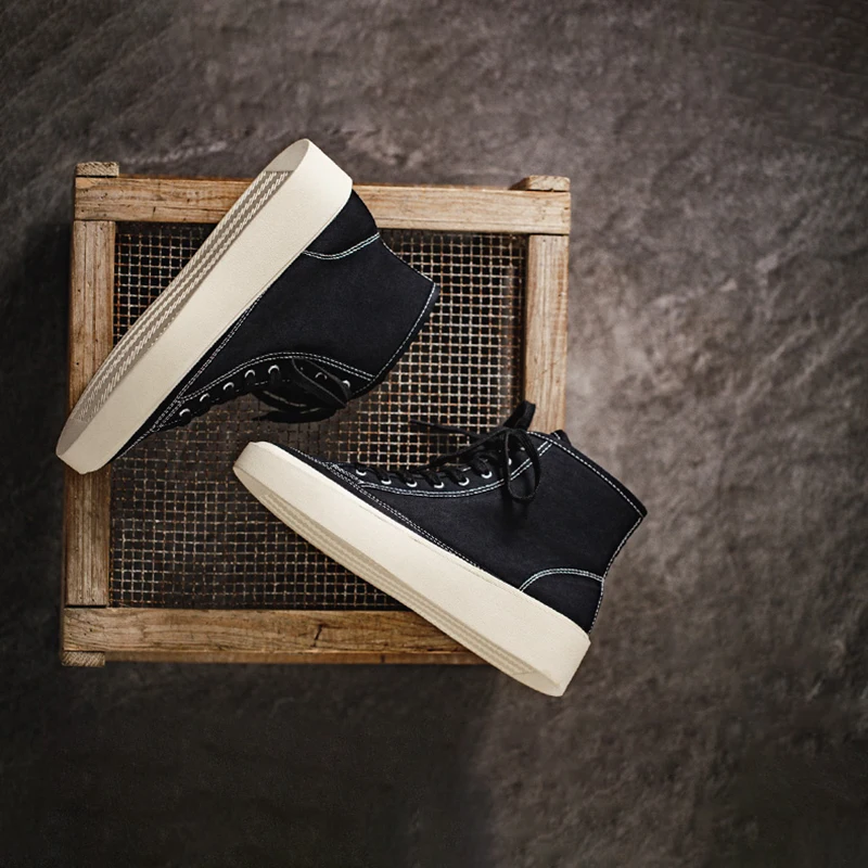 Factory Custom Logo Unisex Shoe High Top Stylish Rubber Thick Bottom Casual Shoes Canvas