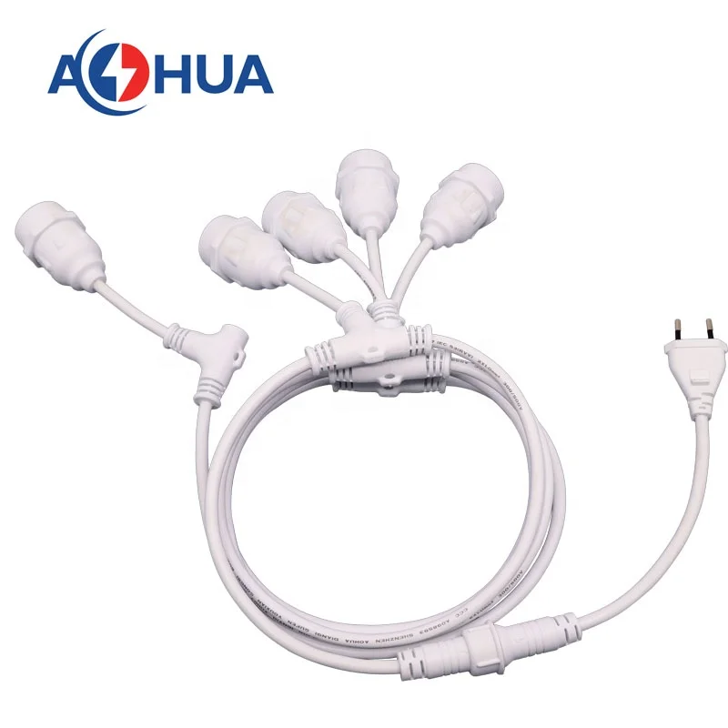 Праздничный светодиодный светильник AHUA, кабель, водонепроницаемый держатель для лампы, разъем e27