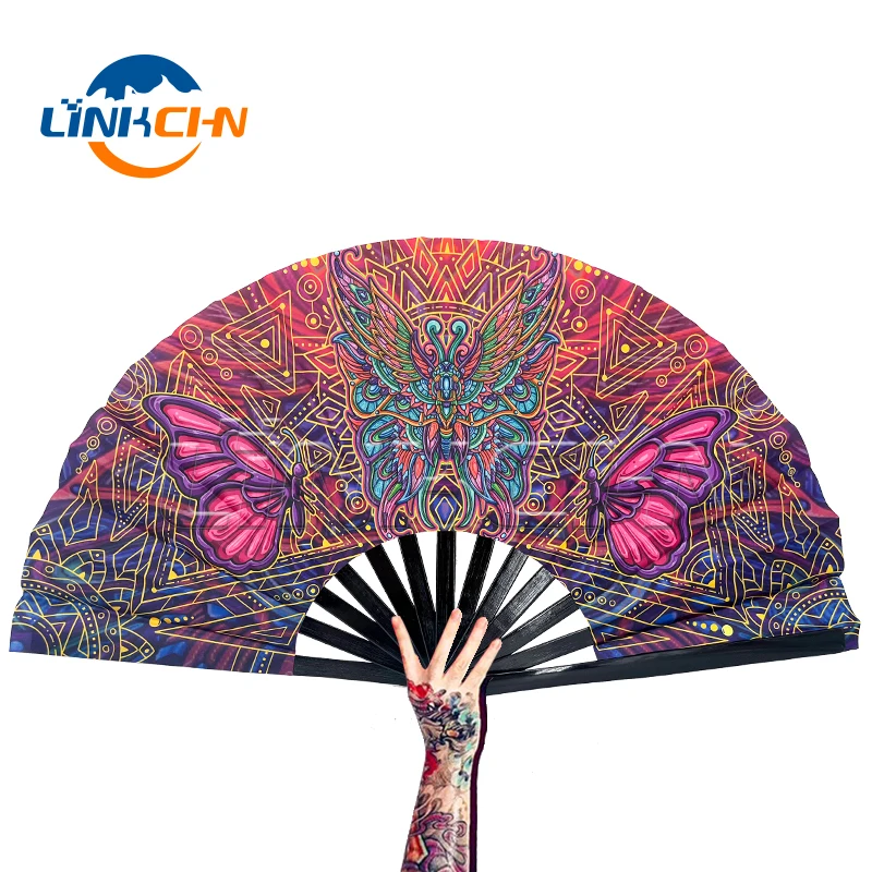 wholesale big size clack kung fu rave hand fans