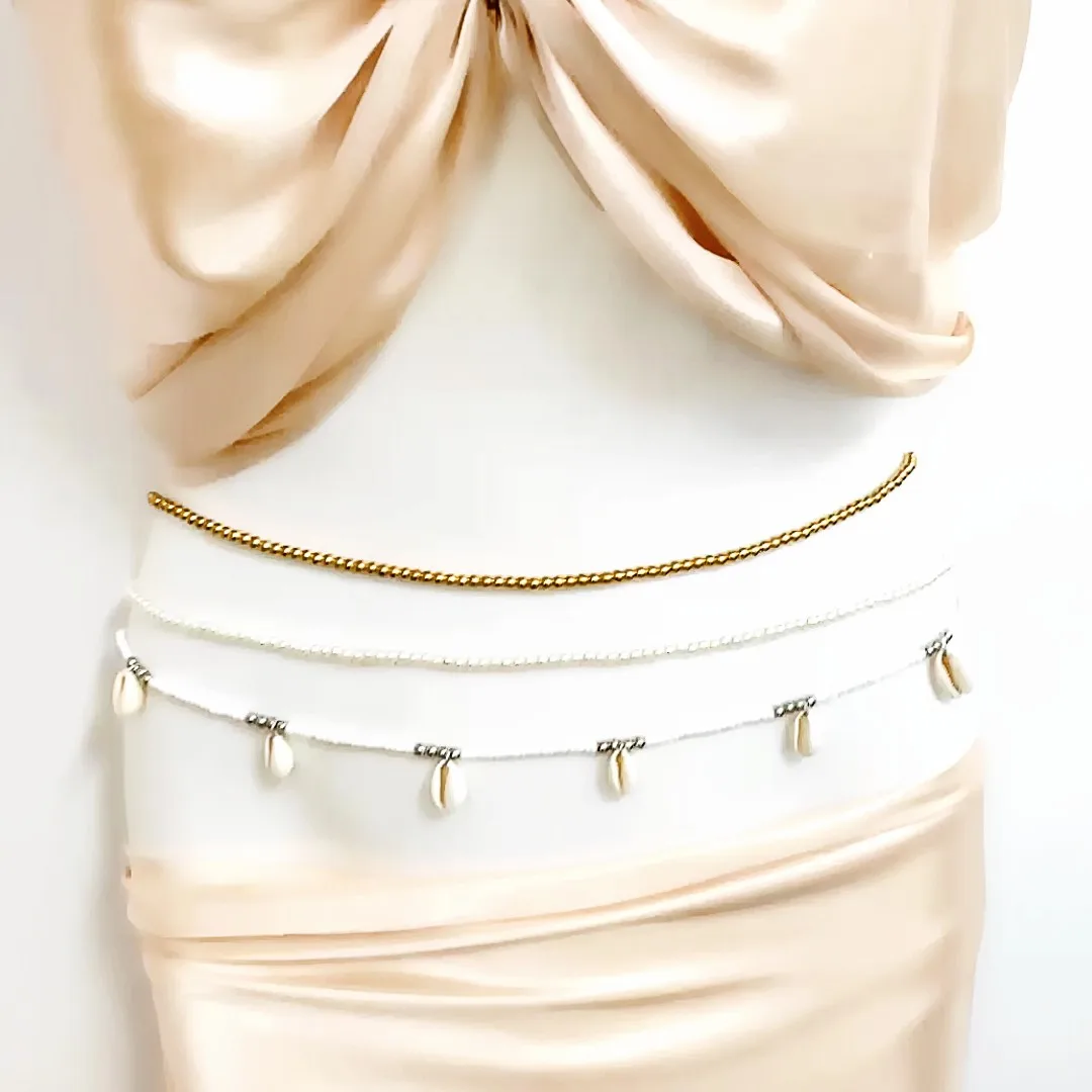 Natural shell beach sexy waist beads multi-layer imitation pearl belly chain Fashion jewelry body chain