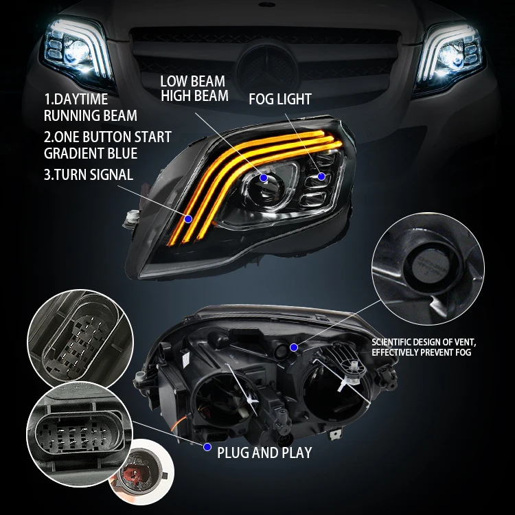 Super Q manufacture wholesales factory headlights head lamp 2013-2016 for Mercedes-Benz GLK glk headlight