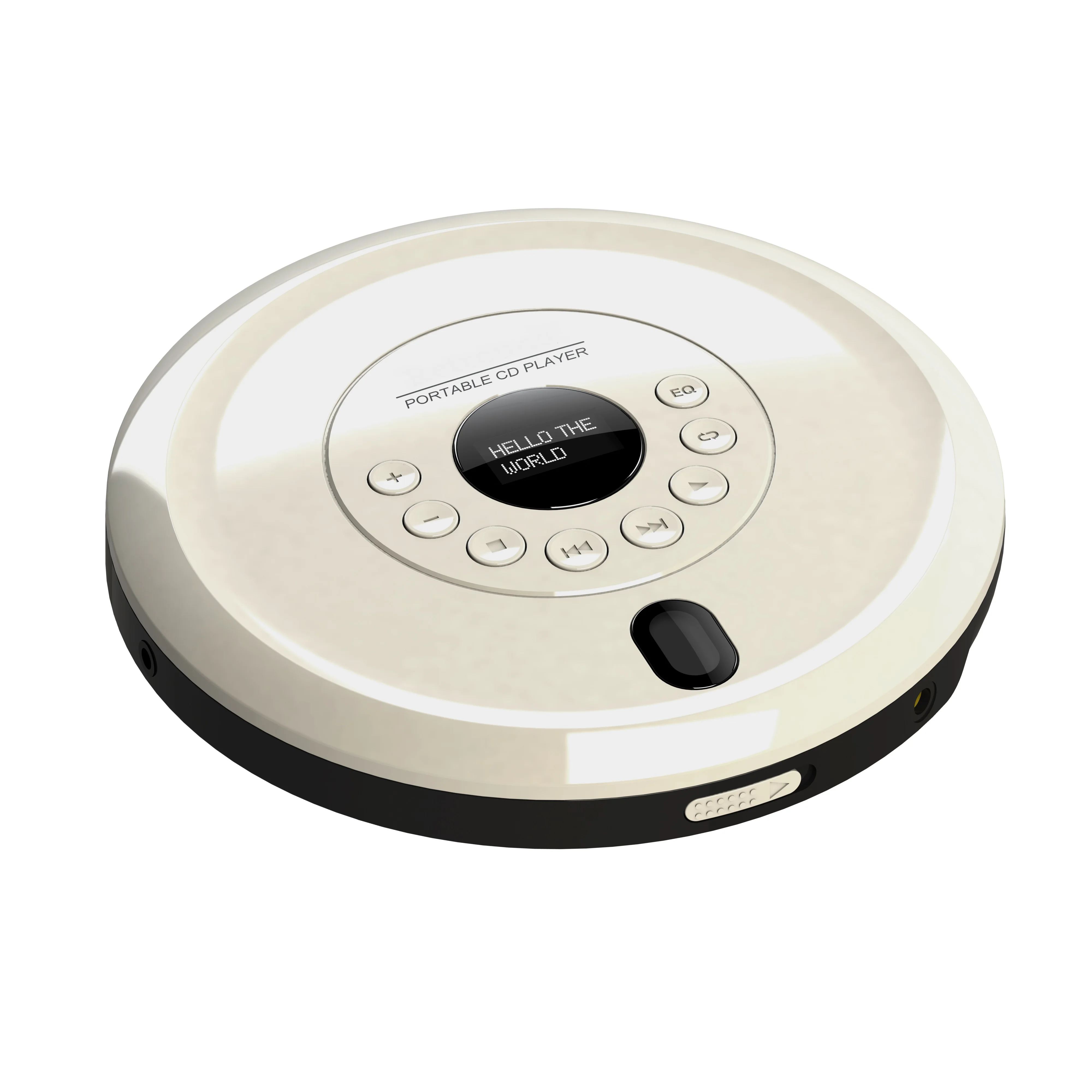 
Portable CD player with Anti-Skip Protection and earbuds OLED Display MP3 USB UA Cover on the top rubber finished on the button 