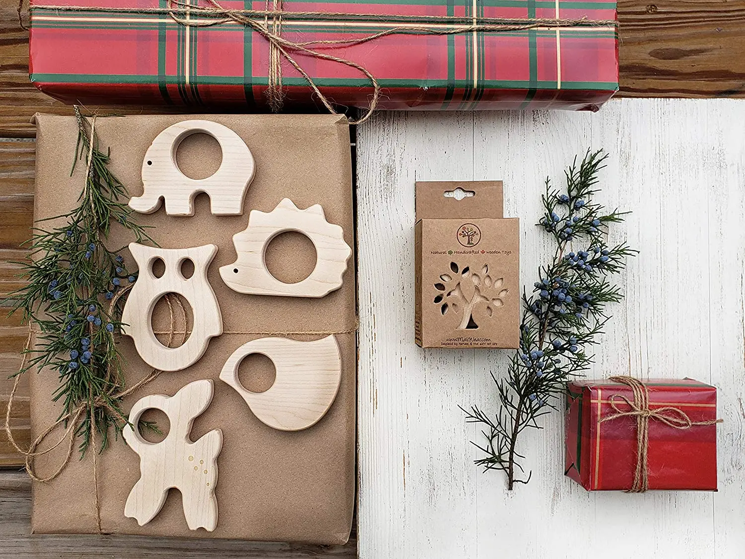 Custom made natural unpolished wood forest animal fine motor development educational baby boy girl kids gift wooden toys