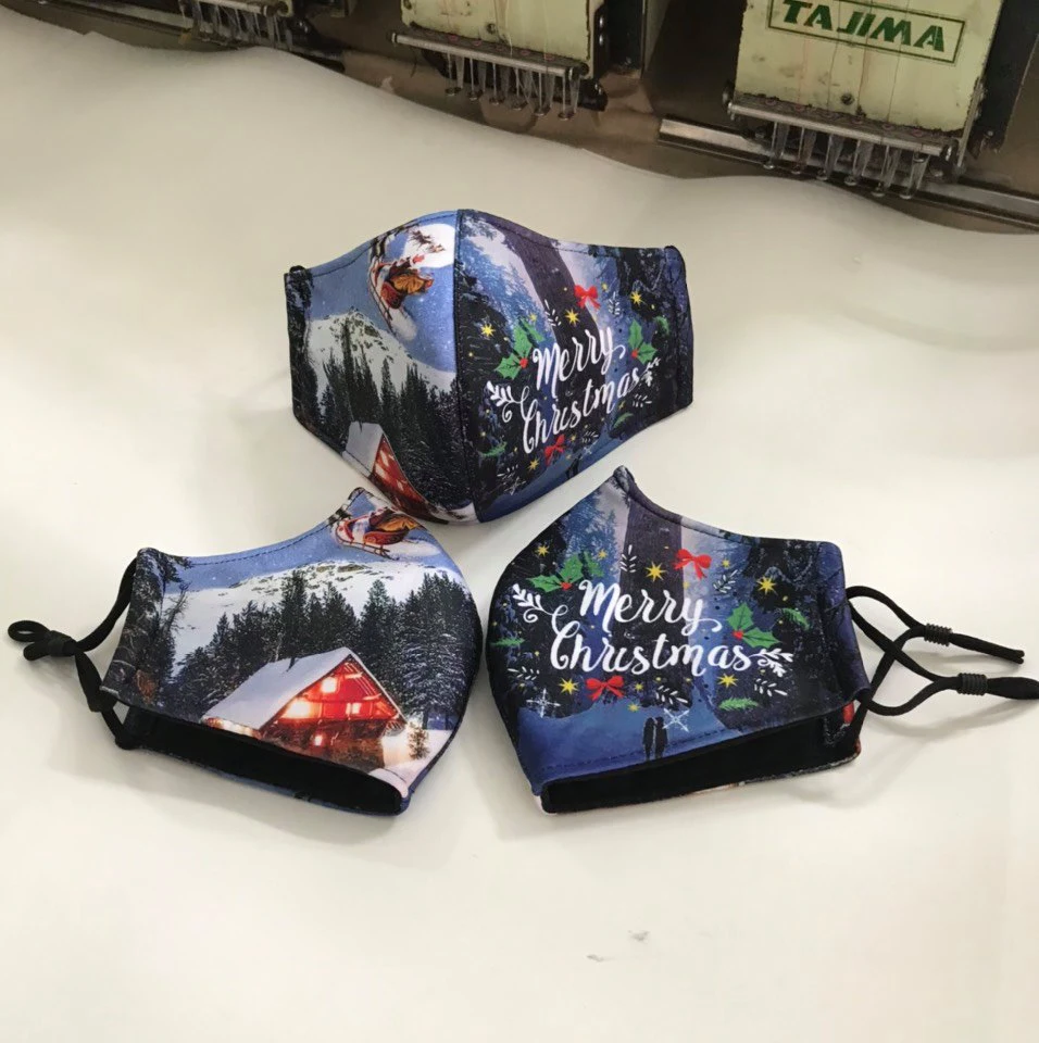 Модный Рождественский чехол для лица из полиэстера и хлопка, многоразовая мягкая удобная 3D-печать, индивидуальный дизайн