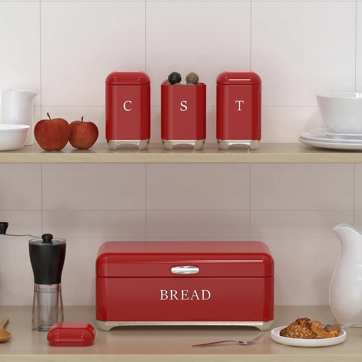 crown series Metal Bread Bin set Tea can coffee can Kitchen storage Bread Containers kitchen organizer can
