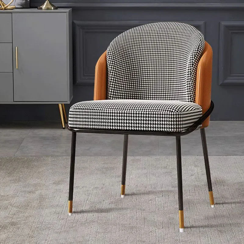 Good Price Furniture Metal Frame Big Soft Leather Cushion Dining Chair With Velvet Fabric Upholstered