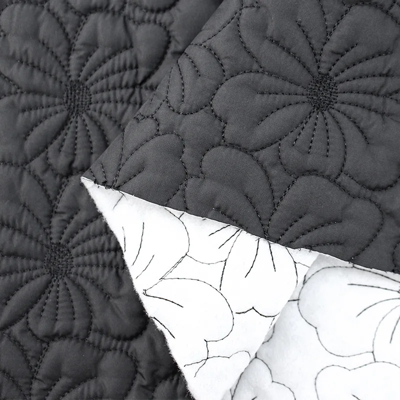 Embroidered fabric fashion pongee flower embroider fabric fall and winter cotton cloth pleated cotton factory in stock