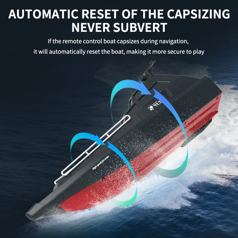 AiJH RC Racing Boat Waterproof Automatic Reset High Speed Ship Speedboat Pools And Lakes Remote Control Jet Rc Boat Toys